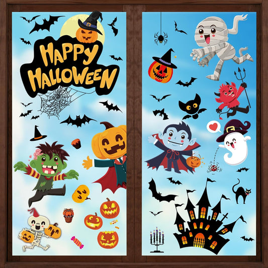 Halloween Window Clings for Glass Windows, Cute Halloween Window Decorations for Kids, Indoor Stickers Decals Decor for Home