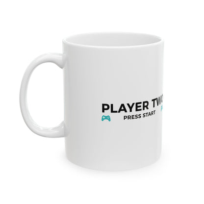 Player 2 Has Joined | 11oz Ceramic Gamer Mug for Coffee & Tea | Valentine, Galentine’s, Couple Gift | 8‑Bit Y2K Aesthetic