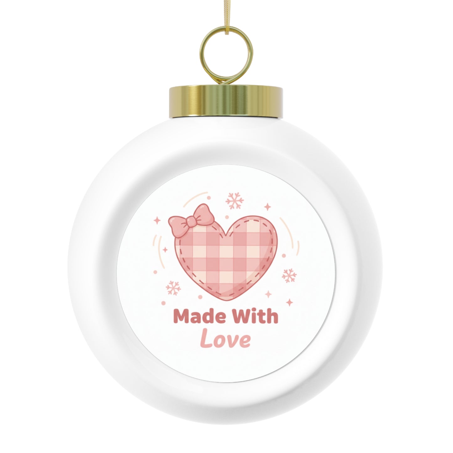 Ceramic Christmas Ball Ornament - Made With Love (Vintage)