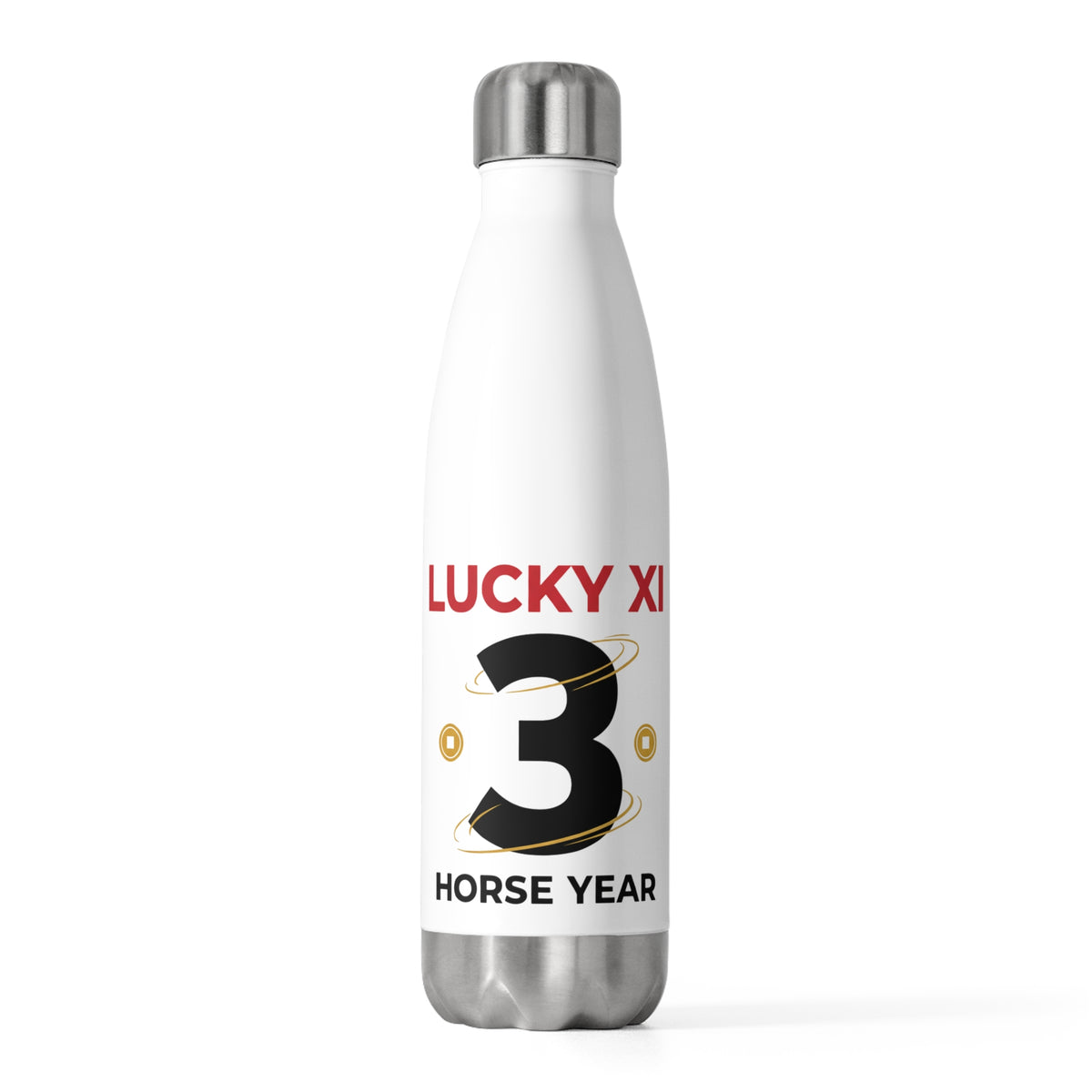 Lucky Xi Horse (LNY 2026) | 20oz Insulated Stainless Tumbler Bottle | Lunar New Year Gift for Family & Friends | Red Gold Festive