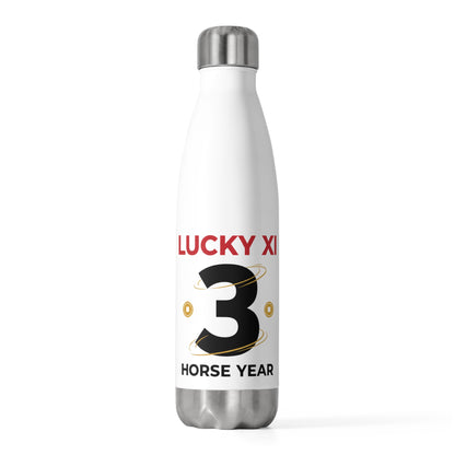 Lucky Xi Horse (LNY 2026) | 20oz Insulated Stainless Tumbler Bottle | Lunar New Year Gift for Family & Friends | Red Gold Festive