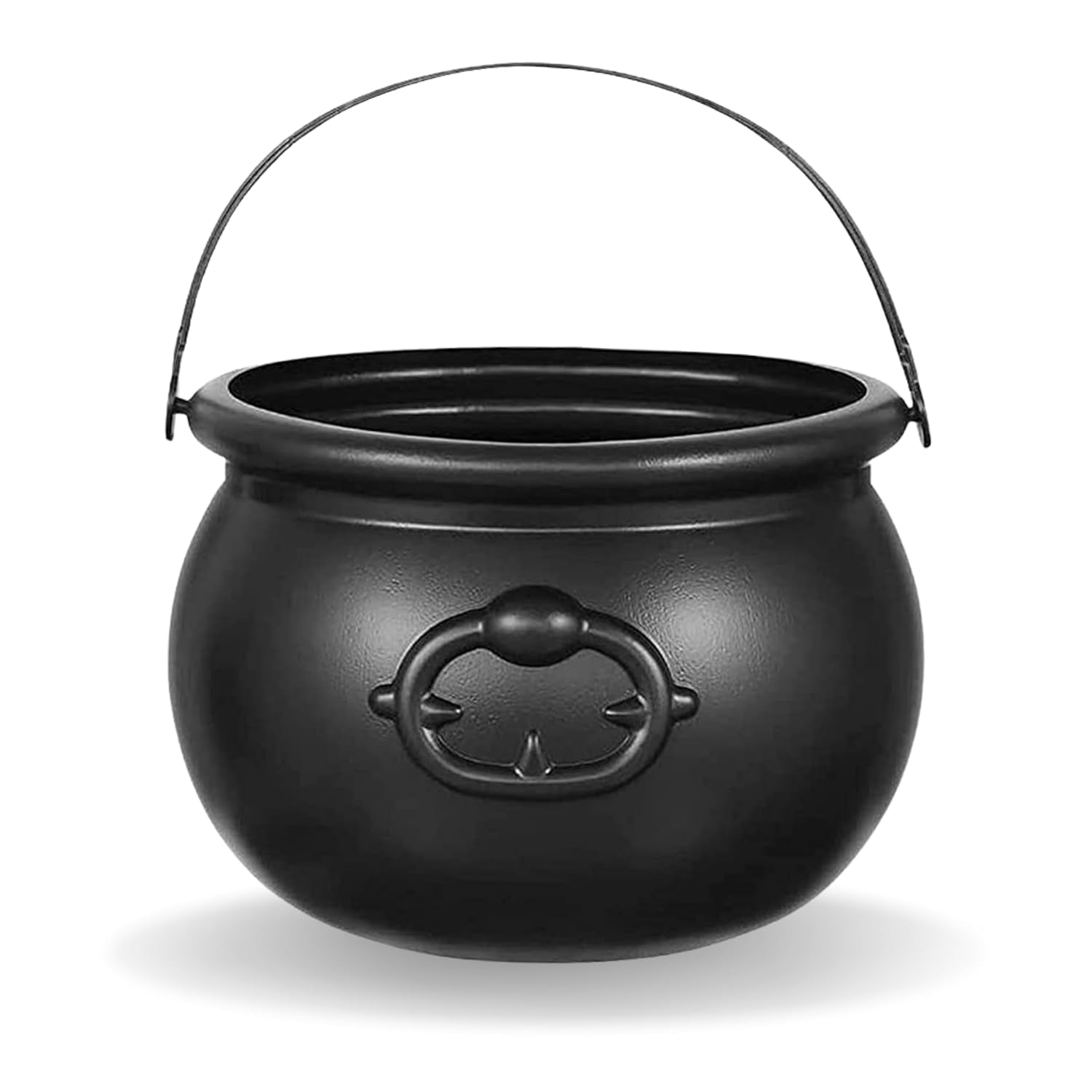 7.5" Halloween Plastic Cauldron, Black Candy Bowl, Large Witch Cauldron Pot Bucket for Halloween Decorations Trick or Treat Holder, Party Supplies Centerpiece