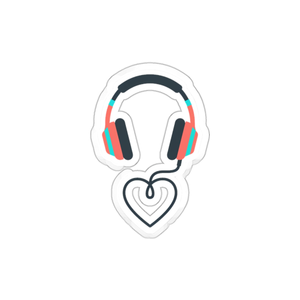 Headphones Heart Cord | Die-Cut Vinyl Sticker for Laptop & Water Bottle | Valentine & Galentine Gift | Y2K Aesthetic