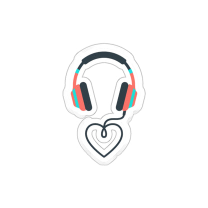 Headphones Heart Cord | Die-Cut Vinyl Sticker for Laptop & Water Bottle | Valentine & Galentine Gift | Y2K Aesthetic