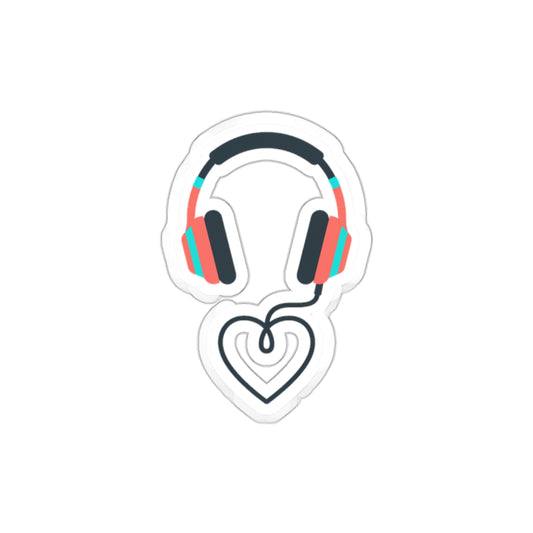 Headphones Heart Cord | Die-Cut Vinyl Sticker for Laptop & Water Bottle | Valentine & Galentine Gift | Y2K Aesthetic
