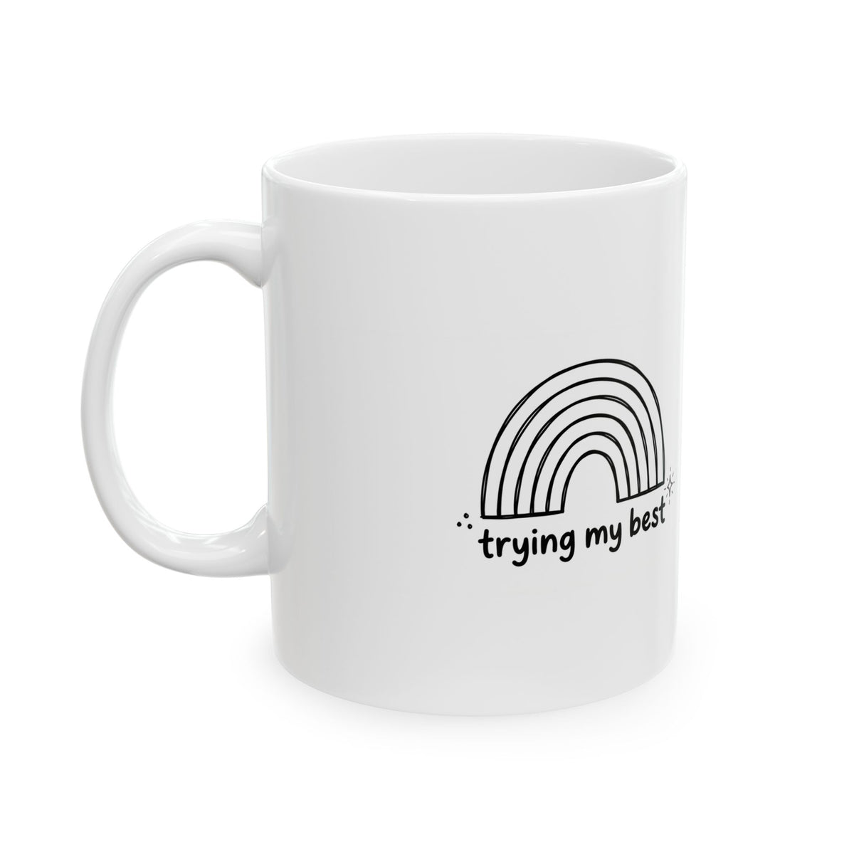 Muted Boho Rainbow Arch | 11oz Ceramic Coffee Mug for Home & Office | Family & Friend Gift | Playful Irony Doodle Style