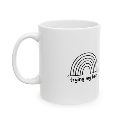 Muted Boho Rainbow Arch | 11oz Ceramic Coffee Mug for Home & Office | Family & Friend Gift | Playful Irony Doodle Style