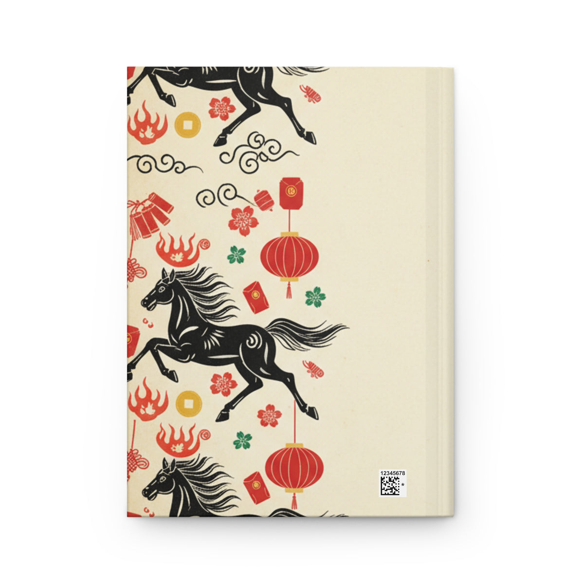 Paper Cut Horse Border | Matte Hardcover Journal Notebook | Lunar New Year 2026 School Gift | Red Gold Folk Art