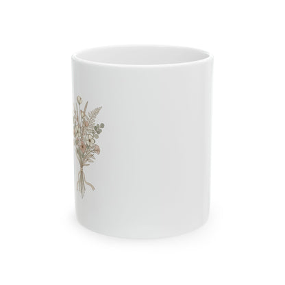 Dried Wildflower Bundle | 11oz Ceramic Coffee Mug for Cozy Mornings | Mom, Sister & Friend Gift | Quiet Luxury Botanical