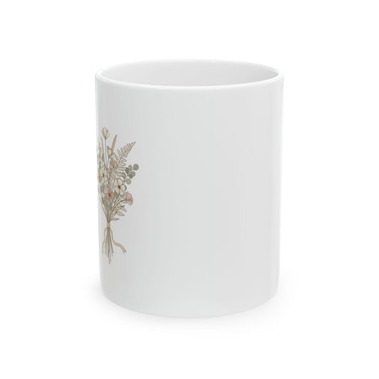 Dried Wildflower Bundle | 11oz Ceramic Coffee Mug for Cozy Mornings | Mom, Sister & Friend Gift | Quiet Luxury Botanical