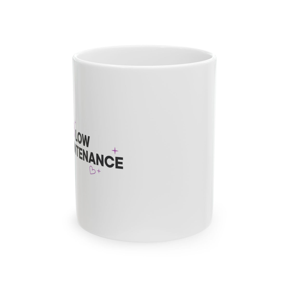 Low Maintenance High Interest | 11oz Ceramic Coffee Mug for Daily Sips | Valentine & Galentine Gift for Friends | Minimal Y2K Aesthetic