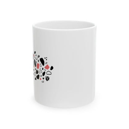 Organic Terrazzo Doodle Pattern | 11oz Ceramic Coffee Mug for Daily Sips | Family & Friend Gift | Boho Irony Aesthetic