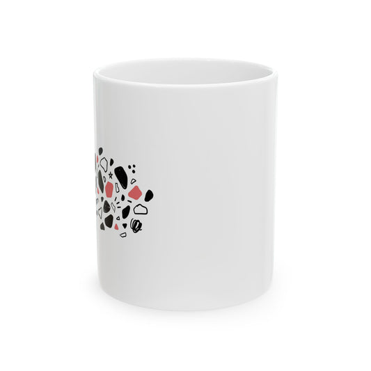 Organic Terrazzo Doodle Pattern | 11oz Ceramic Coffee Mug for Daily Sips | Family & Friend Gift | Boho Irony Aesthetic