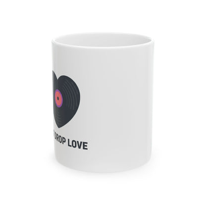 Vinyl Record Heart Graphic | 11oz Ceramic Coffee Mug for Music Lovers | Valentine & Galentine Gift | Aesthetic Y2K Vibe
