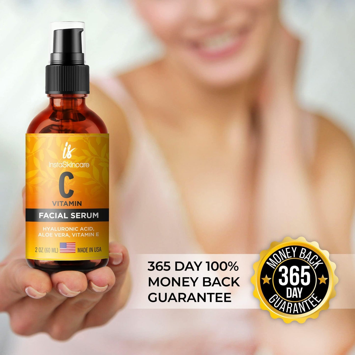 DOUBLE SIZED (2Oz) Vitamin C Serum for Face with Hyaluronic Acid and Vitamin E