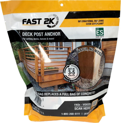 Fast 2K Deck Post Mix | Expanding Foam Concrete Alternative for Deck Post, Fence Post, Mailbox, & Playground Equipment Installs. Fast-Setting, Post Foam