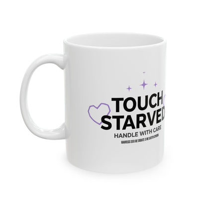 Respectfully Touch Starved | 11oz Ceramic Coffee Mug, Funny Quote | Galentine’s, Friends & College Gift | Minimal Y2K Aesthetic