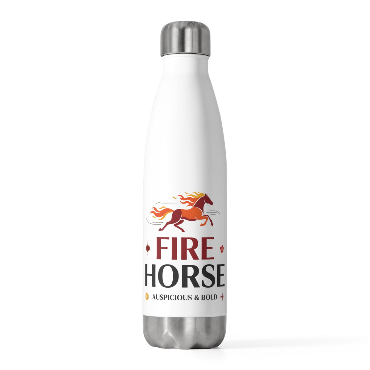 Fire Horse Lunar New Year 2026 | 20oz Insulated Stainless Tumbler Bottle | Family & Teacher CNY Gift | Red Gold Paper Cut Style