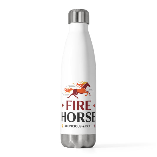 Fire Horse Lunar New Year 2026 | 20oz Insulated Stainless Tumbler Bottle | Family & Teacher CNY Gift | Red Gold Paper Cut Style