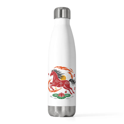 Fire Horse Leaping Lotus Pond | 20oz Insulated Stainless Steel Tumbler Bottle | Lunar New Year Gift for Family & Teachers | Paper Cut Art