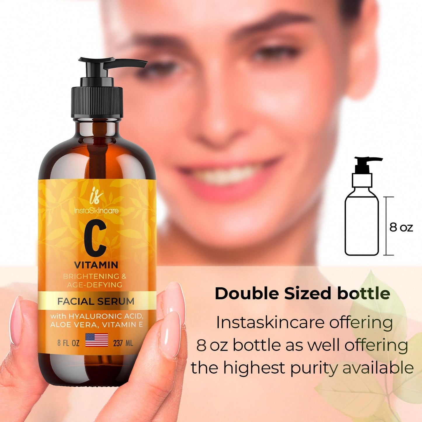 Vitamin C Serum for Face and Eyes with Hyaluronic Acid and Vitamin E