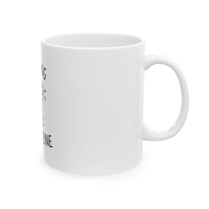 11oz Ceramic Mug, Running On Caffeine, Family Gift, Friend Gift