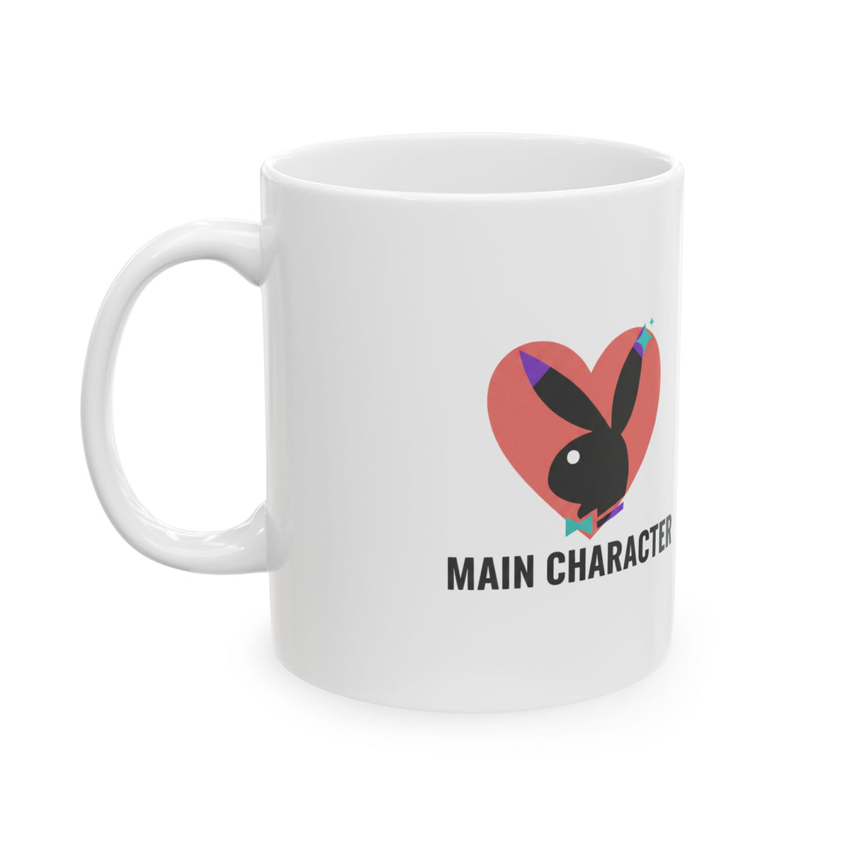 Pink Y2K Bunny Silhouette | 11oz Ceramic Coffee Mug for Aesthetic Vibes | Valentine & Galentine’s Gift | Soft Gradient