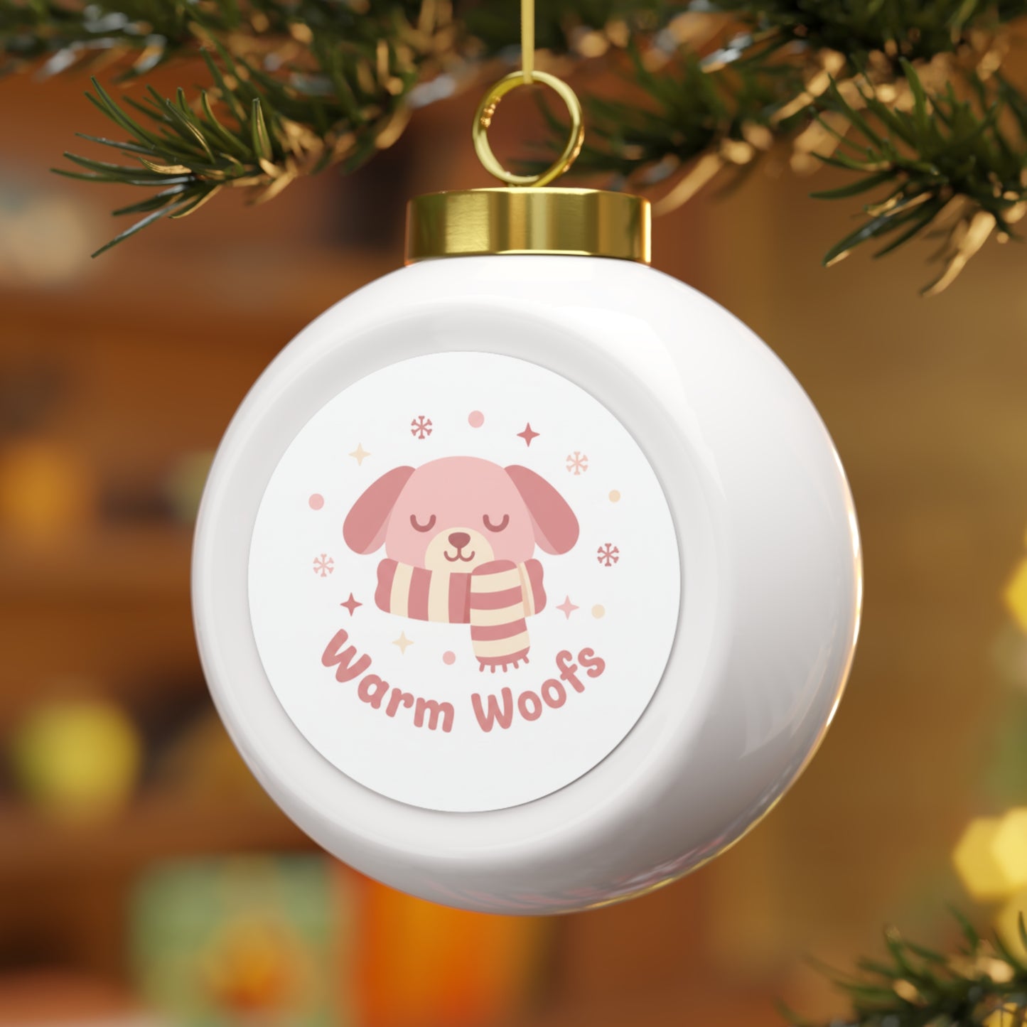 Christmas Ball Ornament Warm Woofs Cozy Dog Holiday Design