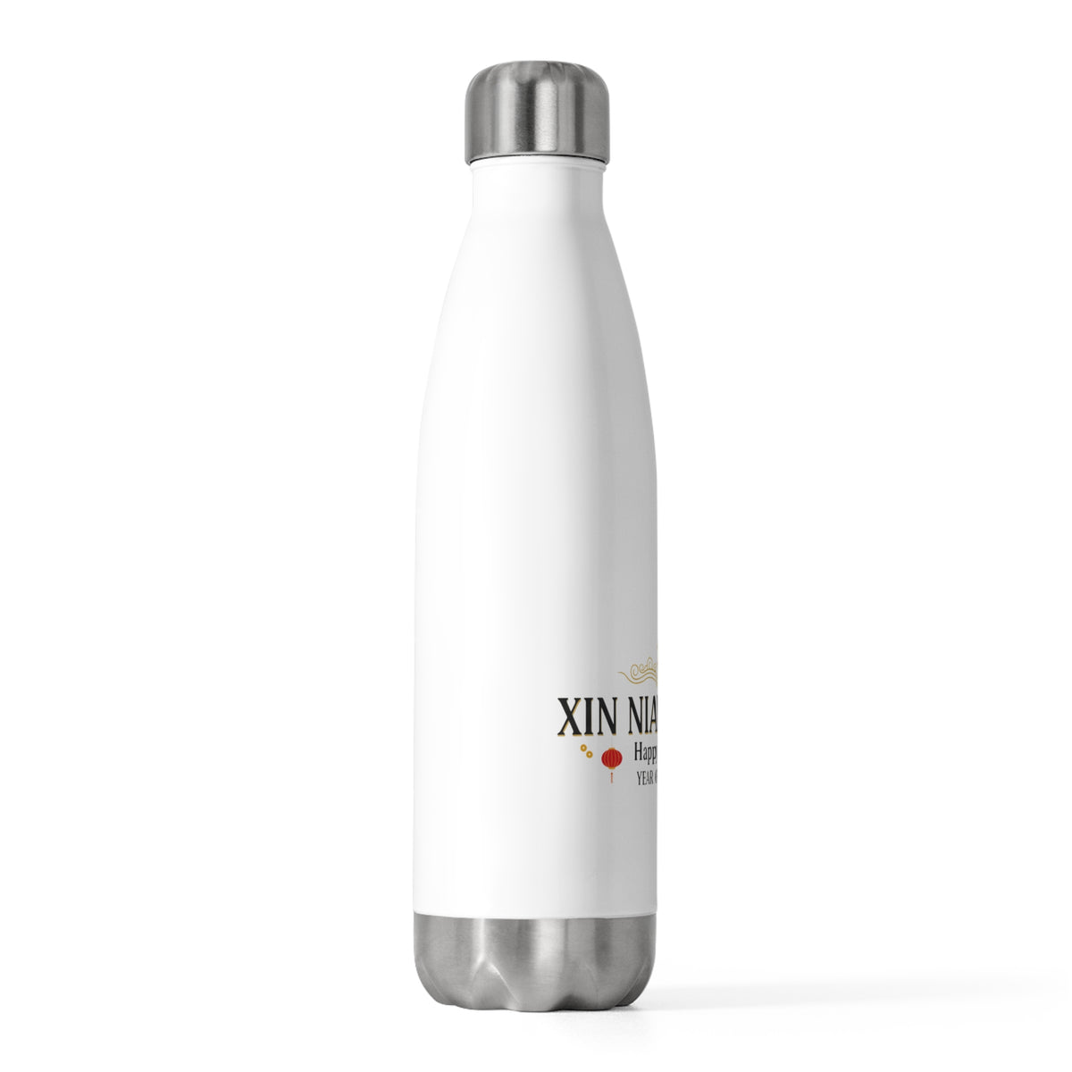Xin Nian Embossed Greeting | 20oz Insulated Stainless Steel Tumbler Bottle | Lunar New Year Gift for Family & Friends | Fire Horse 2026 Red Gold