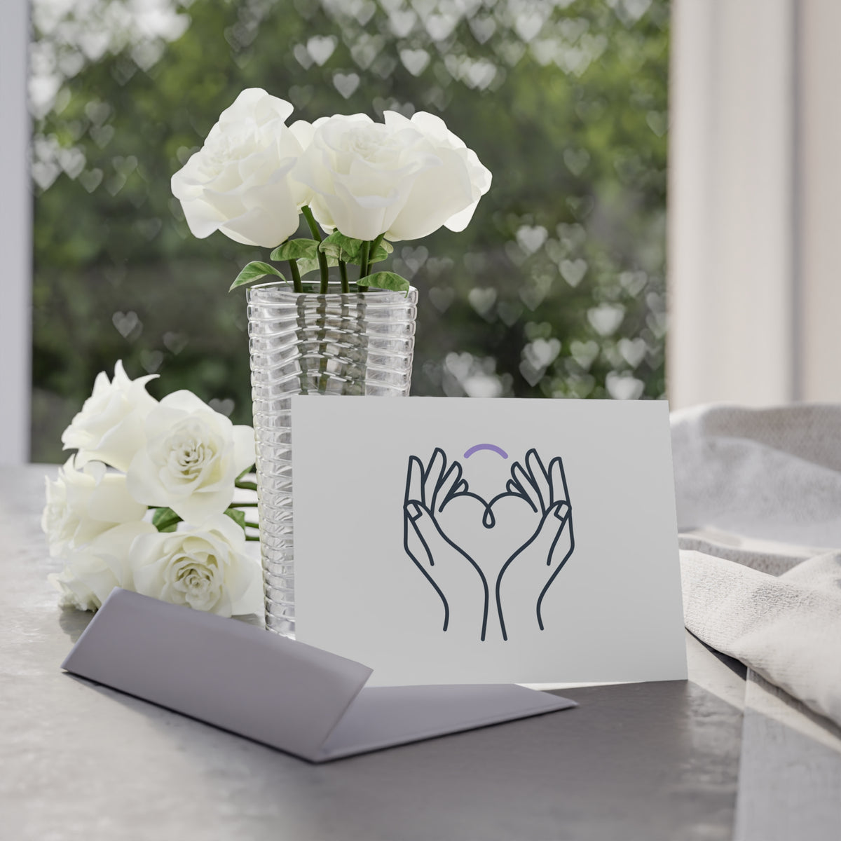 Line Art Heart Hands | Valentine Holiday Greeting Card Set | Lover, Family & Friend Card | Minimalist Y2K Aesthetic