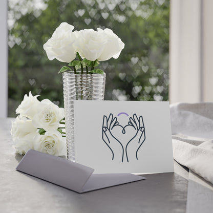 Line Art Heart Hands | Valentine Holiday Greeting Card Set | Lover, Family & Friend Card | Minimalist Y2K Aesthetic
