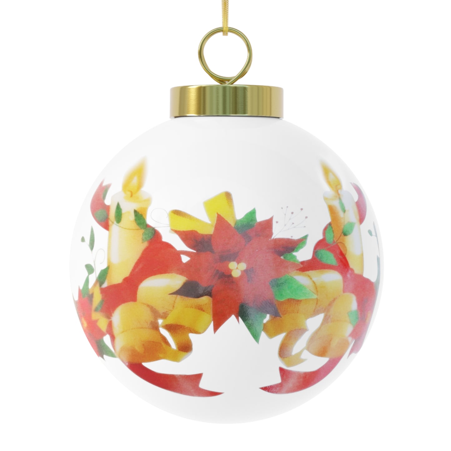 Christmas Ball Ornament - Santa's Favorite (Glossy Ceramic, Gold Ribbon)