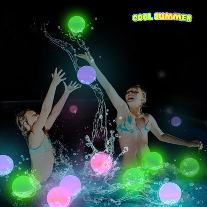Reusable Water Balloons 12 Glow in the Dark Water Balls Latex-Free Silicone Water Splash Ball with Mesh Bag Quick-Fill Water Bomb for Kids Teens Summer Outdoor Play Pool Party Backyard Fun Water Toys