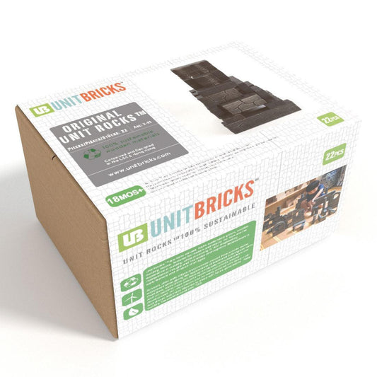UNIT BRICKS 22 pcs Toddler Standard Unit Rocks Wooden Building Set for 18m+
