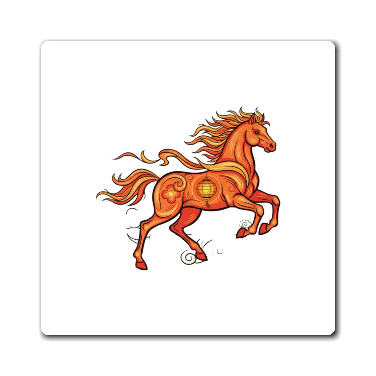 Neon Horse Lantern Magnet | Fire Horse Lunar New Year 2026 Fridge Decor | CNY Family Gift, Teacher | Modern Folk Art