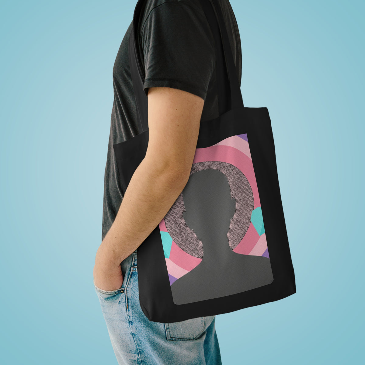 Aura Silhouette Heart Glow | Cotton Tote Bag for Everyday Carry | Valentine & Galentine Gift | Y2K Gradient Aesthetic