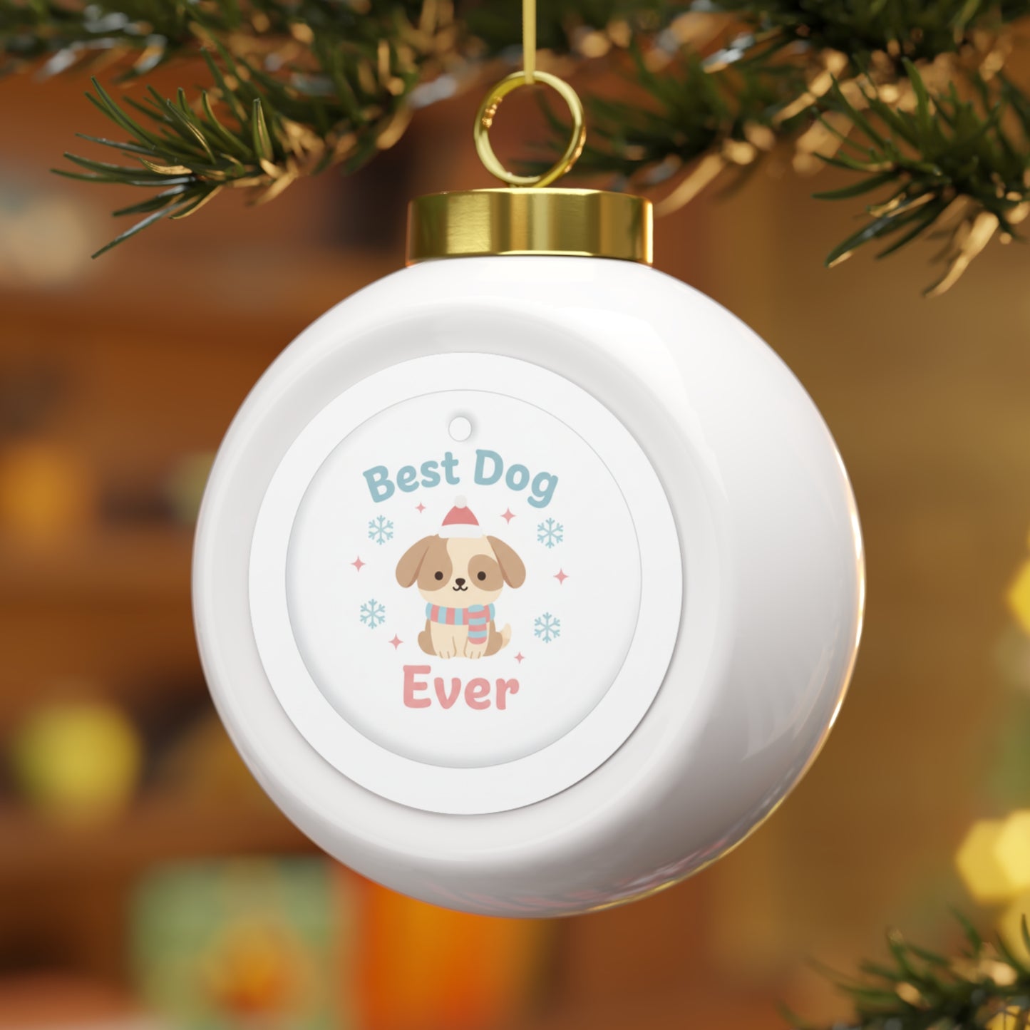 Christmas Ball Ornament - Best Dog Ever Ceramic Dog Lover Ornament