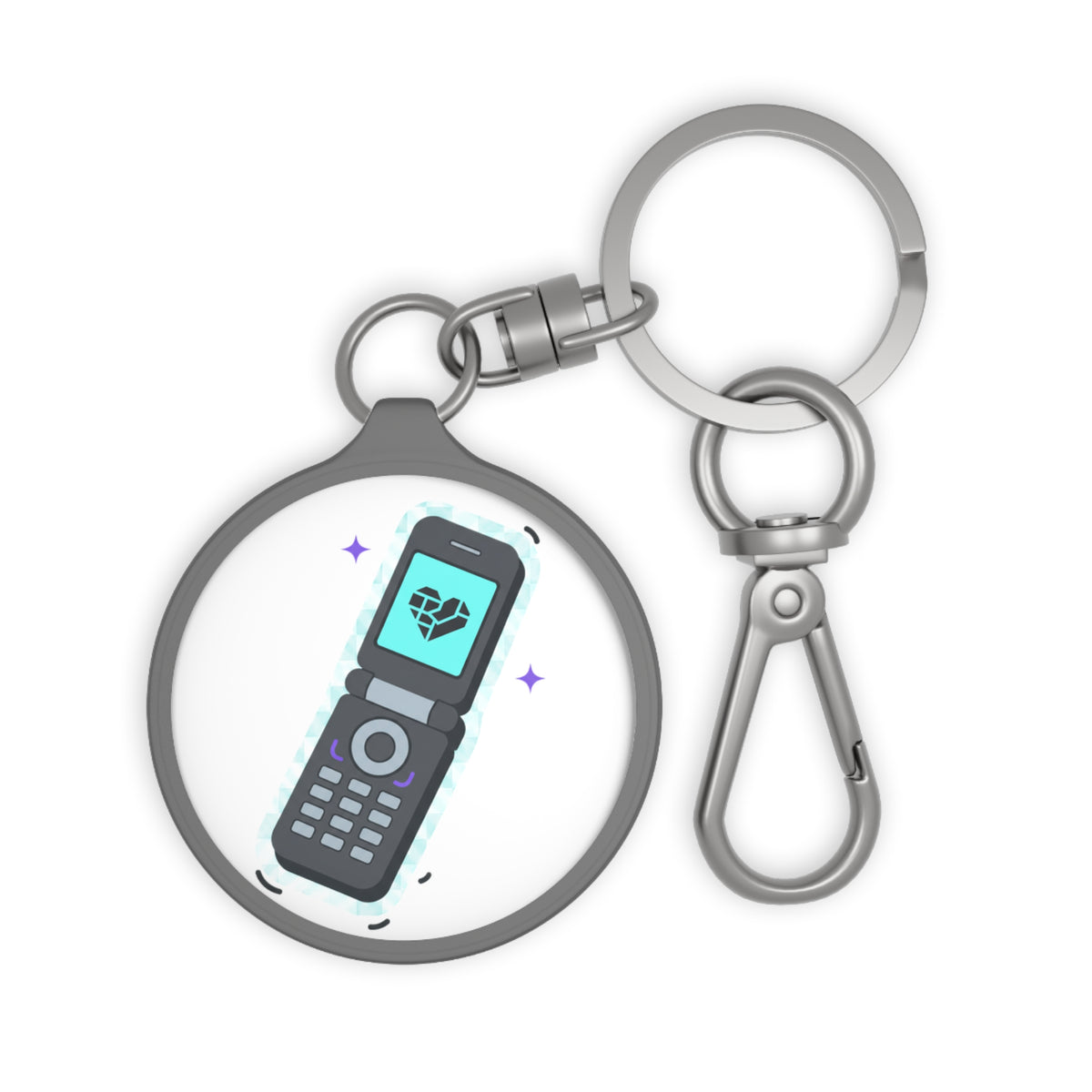 Y2K Flip Phone Heart Screen | Acrylic Keyring Tag Charm | Valentine, Galentine, Bestie Gift | Aesthetic Kawaii Accessory