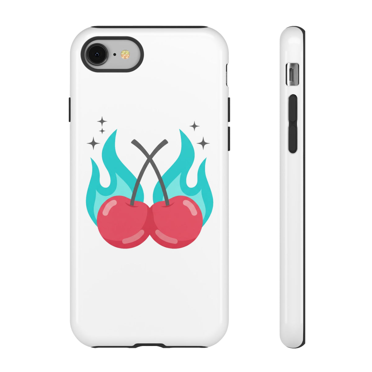 Cherry Flames Pair | iPhone 17 Slim Glossy Case (Cherry) | Valentine & Galentine Gift for Her/Him | Y2K Aesthetic