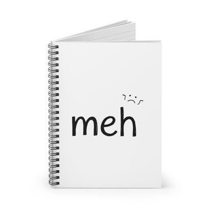 Wobbly Pencil “meh” | Spiral Journal Notebook for Notes & Doodles | Back to School Gift for Teens & Students | Irony Doodle Aesthetic