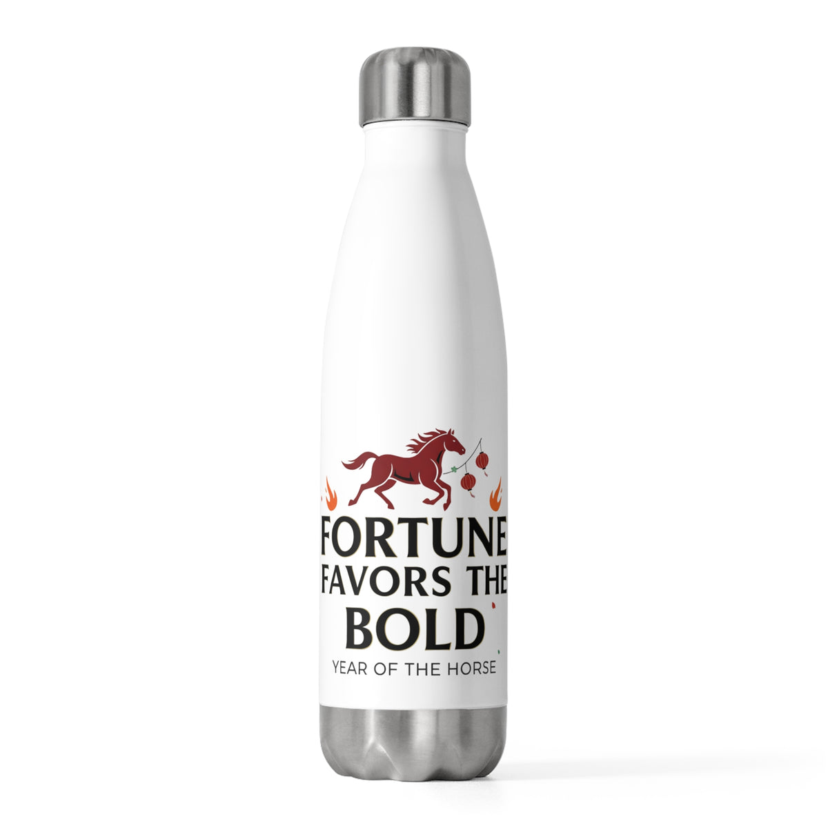 Fire Horse Trotting Red Lanterns | 20oz Insulated Stainless Steel Tumbler Bottle | Lunar New Year Gift for Family & Teachers | Paper Cut Style
