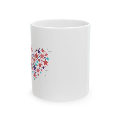 Star Cluster Heart | 11oz Ceramic Coffee Mug for Cozy Sips | Valentine & Galentine Gift for Friends & Family | Y2K Aesthetic