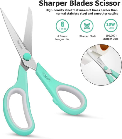 8" Multipurpose Heavy Duty Scissors Bulk 24-Pack, Premium Stainless Steel Tool Industrial Shears for Household Fabric, Right/Left Comfort-Grip Sturdy Scissors, Scissors Set of 24-Pack