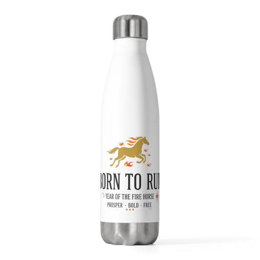 Fire Horse Lunar New Year 2026 | 20oz Insulated Tumbler Bottle for Travel | Family & Teacher Gift | Red Gold CNY Style