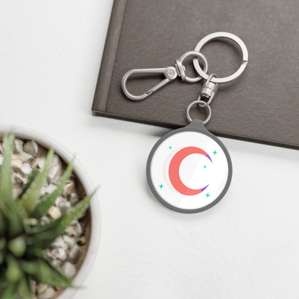 Crescent Moon + Heart Gradient | Keyring Tag Accessory for Bags & Keys | Valentine & Galentine Gift | Y2K Celestial Aesthetic
