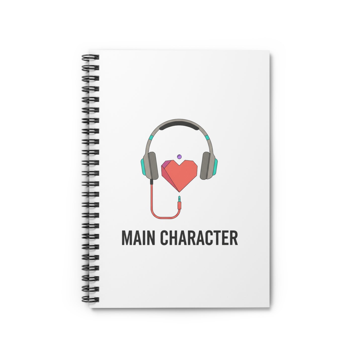 Headphones Heart Cord | Spiral Journal Notebook for Notes & Planning | Back to School, Galentine’s Gift | Y2K Valentine Aesthetic