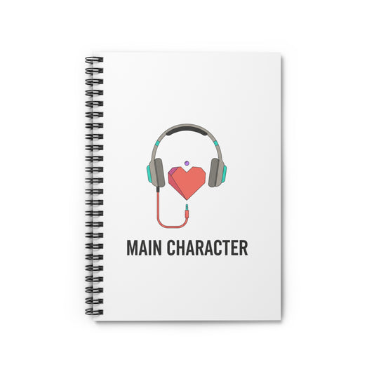 Headphones Heart Cord | Spiral Journal Notebook for Notes & Planning | Back to School, Galentine’s Gift | Y2K Valentine Aesthetic