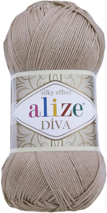 Diva Silk Effect 100% Microfiber Acrylic Yarn 1 Ball Skeins 100Gr 383Yds Color (361 - Navy)