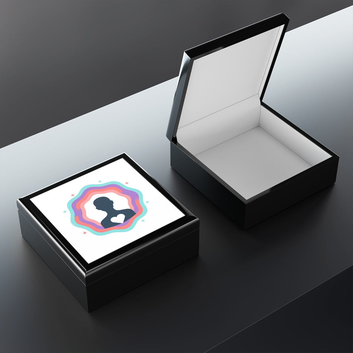 Aura Silhouette Heart Glow | Jewelry Box Organizer for Rings & Trinkets | Valentine & Galentine Gift | Y2K Gradient Aesthetic