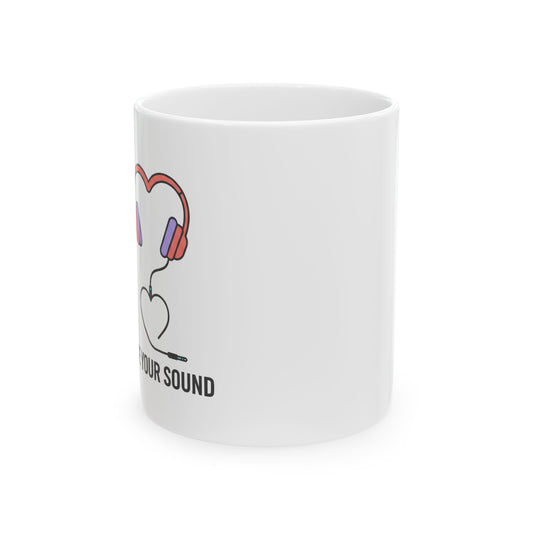 Headphones Heart Cord | 11oz Ceramic Coffee Mug for Music Lovers | Valentine & Galentine’s Gift | Y2K Aesthetic